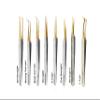 Alluring Chrome with Gold Tip Tweezers for Eyelash Extension - Set of 8 Tweezers view 1