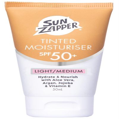Sun Zapper BB Cream Tinted Sunscreen  SPF 50+ Moisturizer with Aloe Vera, Kakadu Plum, Jojoba, Vitamin E  Light/Medium Shade  50mL (1.69oz)  Made in Australia