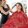 Visesunny Barber Cape - Red Pattern Polyester Hair Cutting Salon Apron Anti-Static Water-Resistant Shaving Cloth Bib view 4