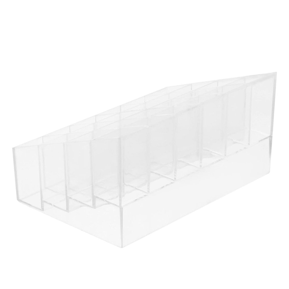 Cabilock 2pcs Compartment Cosmetic Storage Racks Transparent Display Stands for Lipstick Nail Polish and Makeup Organization Sturdy Design for -term Use