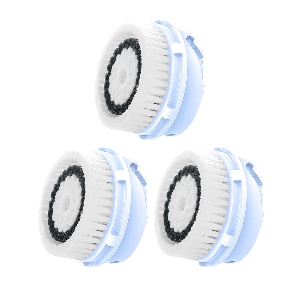 Replacement Facial Cleansing Brush Heads, Facial Cleansing Brush Head, for Acne Prone, Clogged, Enlarged Pore, Deep Pore Sensitive Delicate Skins (3 Pack/Black)