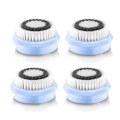 Facial Cleansing Brush Head Replacement, Facial Cleansing Brush Head, Exfoliator Facial Brush Heads, for Acne Prone, Clogged, Enlarged Pore, Deep Pore Sensitive Skins (4 Pack/Black)