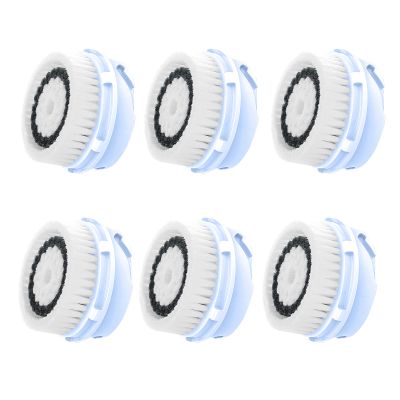 Replacement Facial Cleansing Brush Heads, Facial Cleansing Brush Head, for Acne Prone, Clogged, Enlarged Pore, Deep Pore Sensitive Delicate Skins (6 Pack/Black)