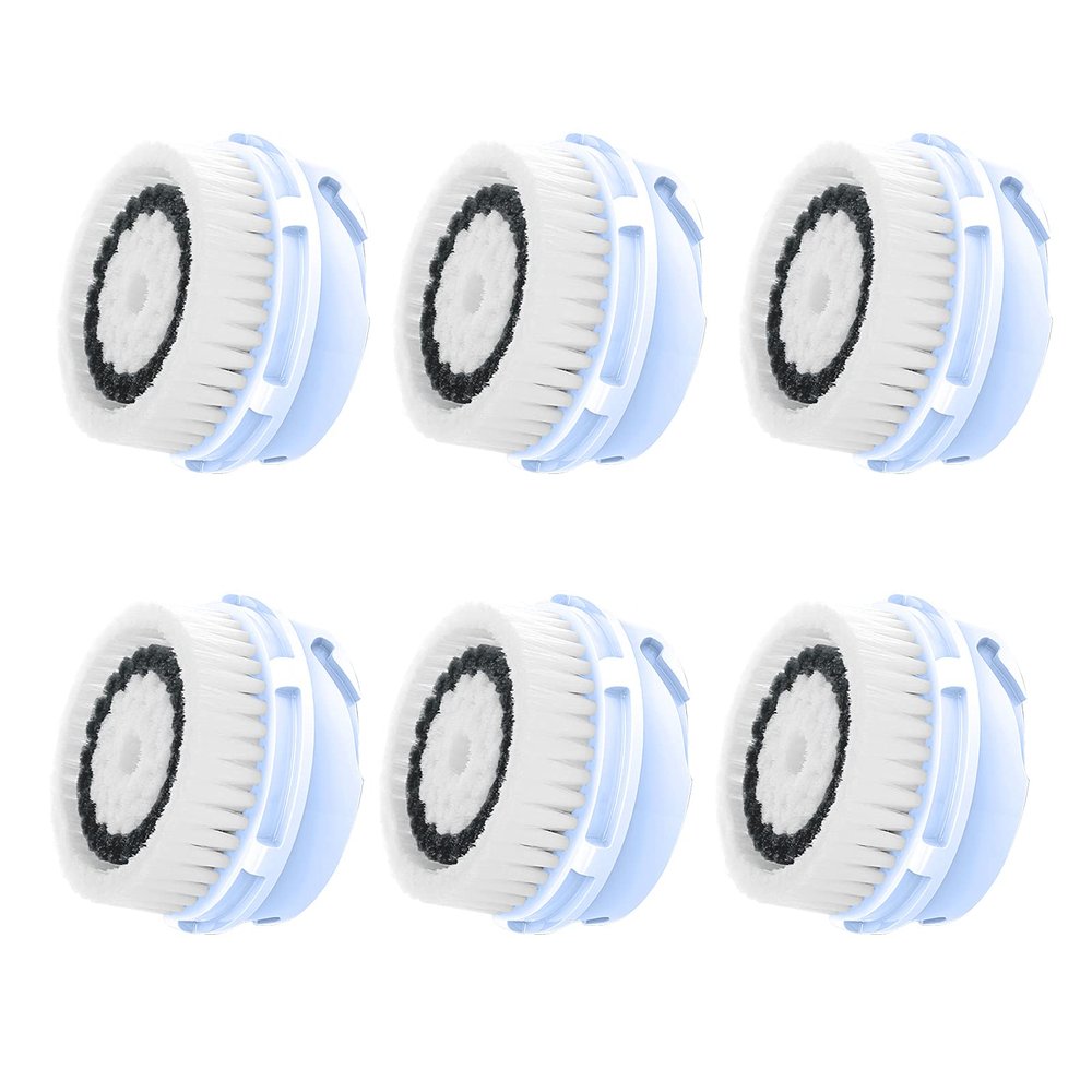 Replacement Facial Cleansing Brush Heads, Facial Cleansing Brush Head, for Acne Prone, Clogged, Enlarged Pore, Deep Pore Sensitive Delicate Skins (6 Pack/Black)