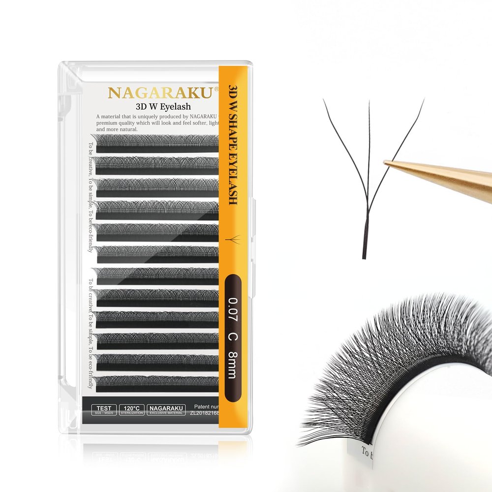 NAGARAKU W Eyelash Extension 3D Volume Premade Fan 0.07mm C curl 8mm Faux Mink Matte Black Cluster Easy Fanning yy Eye Lashes