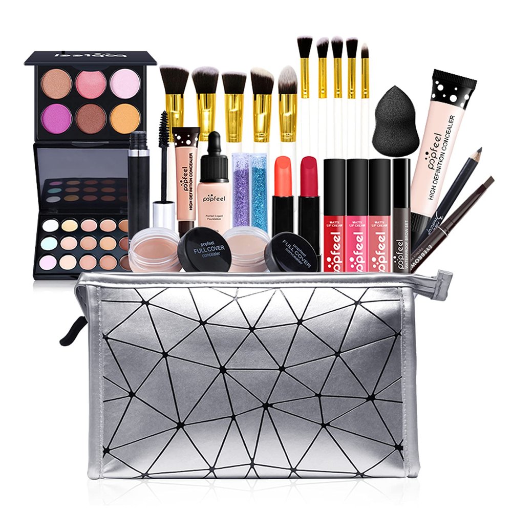 All in One Makeup Kit Makeup Kit for Women Full Kit,Multipurpose Makeup Kit,Cosmetic Starter Beauty Kit Include Makeup Brush Set,Eyeshadow,Lip Gloss,Eyebrow Pencil,Mascara,Travel Carry Bag (KIT007)