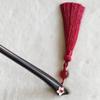 FANTAC CRAFTS Ebony Handmade Carved Black Wood Hair Stick with Pink Shell Carving Sakura Flower Agate Tassel Pendant Bun Updo Hairpin (Sakura-DeepRedTassel) view 3