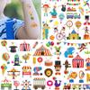 102pcs Circus Temporary Tattoos, Animal Clown Magical Fake Tattoo, Waterproof Face Body Stickers, School Rewards Prizes, Birthday Carnival Party Favor Supplies Decor view 2