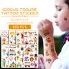102pcs Circus Temporary Tattoos, Animal Clown Magical Fake Tattoo, Waterproof Face Body Stickers, School Rewards Prizes, Birthday Carnival Party Favor Supplies Decor view 3