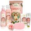 Un Air d'Antan Spa Gifts for Women - Gift Basket with Hand Cream, Rose Scented - 4 Products in Tall Tin view 1