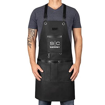 Stylecraft Heavy Weight Waterproof Professional Barber-Salon Apron Cross Back Strap and Pockets (Black)