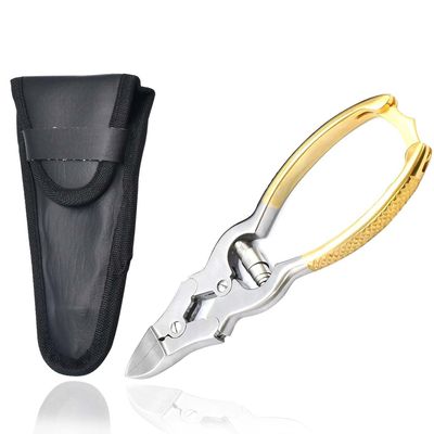 AAProTools Professional Cantilever Nail Clipper 6'' Double Spring Action Heavy Duty Toenail Cutter for Thick Nails Finger Foot Podiatry Curved Blades Nipper with Pouch