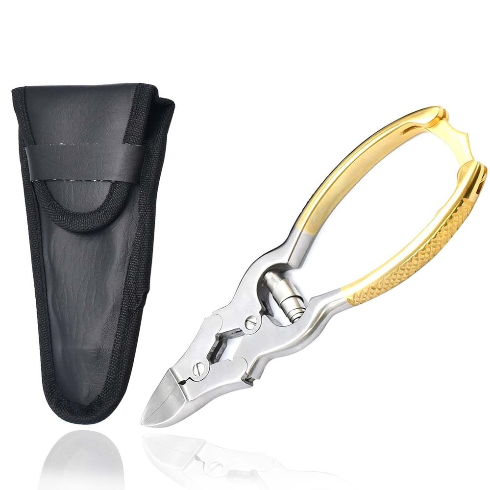 AAProTools Professional Cantilever Nail Clipper 6'' Double Spring Action Heavy Duty Toenail Cutter for Thick Nails Finger Foot Podiatry Curved Blades Nipper with Pouch