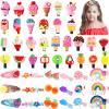 48 Pcs Candy Hair Clips Cute Candy Hair Accessories for Girls 4-6 Non-slip Silicone Clay Barrettes Desert Ice Cream Fruit Rainbow Cupcake Pins view 1