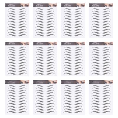 12 Sheets 6D False Eyebrows Eyebrow Transfers Stickers for Women and Girls Eyebrow Tattoos Sticker Style 1