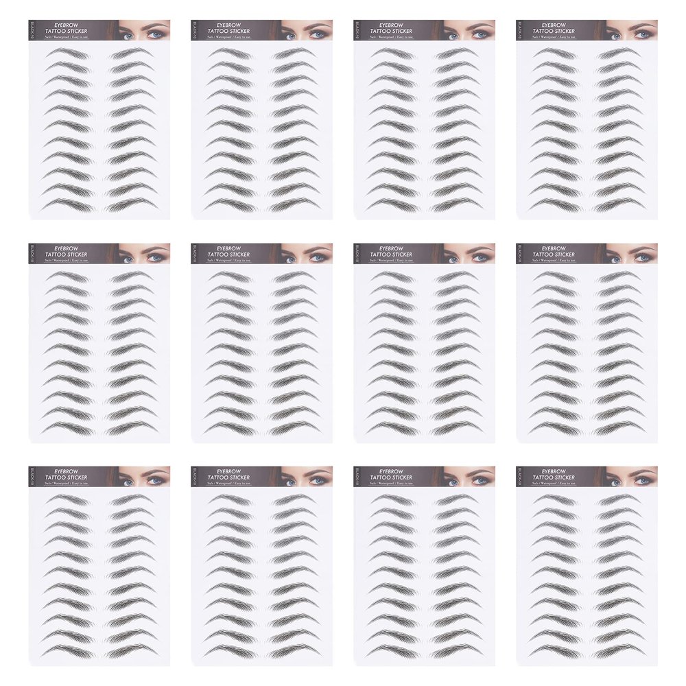 12 Sheets 6D False Eyebrows Eyebrow Transfers Stickers for Women and Girls Eyebrow Tattoos Sticker Style 1