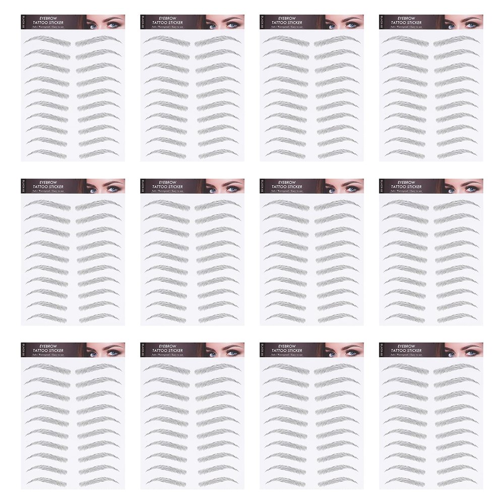 12 Sheets Waterproof Eyebrow Stickers Hair Like Eyebrows Mens Stickers Black Eyebrow Men Tools Waterproof Sticker Eyebrow Tool Styling Stickers Transfer Stickers 6d Shaping