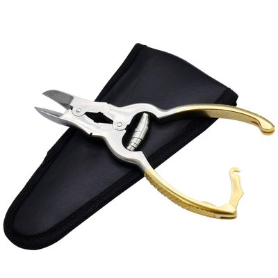 AAProTools Gold Mycotic Pedicure Nipper for Thick Toenail Fungus, Stainless Steel, Heavy Duty Barrel Spring with Pouch