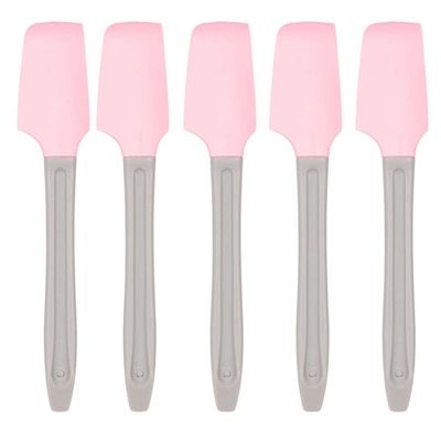 Beaupretty 5pcs Makeup Spatula Spoon Silicone Applicator for Facial Cream Cosmetic Lip Balm Mixing Hand Foot Skin Care Spatula Pink