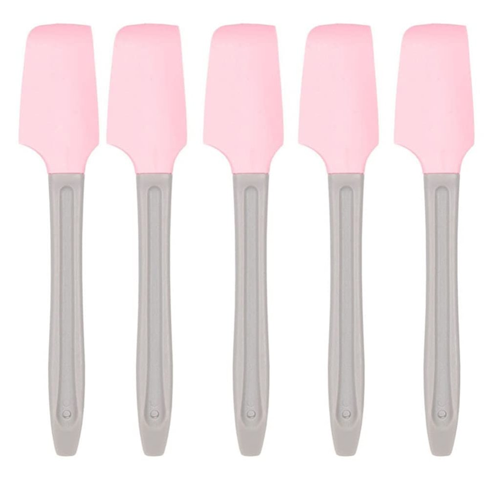 Beaupretty 5pcs Makeup Spatula Spoon Silicone Applicator for Facial Cream Cosmetic Lip Balm Mixing Hand Foot Skin Care Spatula Pink