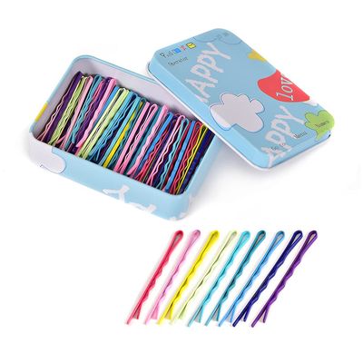 100 PCS Bobby Pins,Colorful Hair Pins with Cute Box,Metal Bobby Pins for Thick Hair,Great for All Hair Types Hair Pins for Girls Women (2.16 Inch),multicolor
