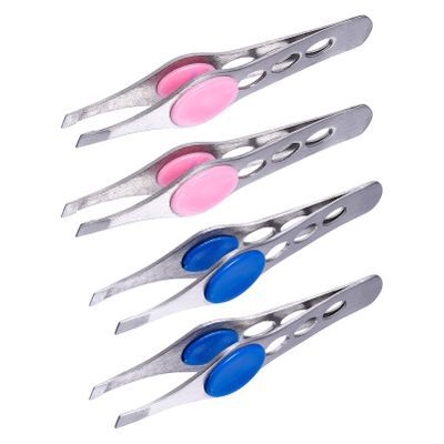 4pcs Stainless Steel Eyebrow Tweezers Hair Removal Tool Pointed Tweezers Facial Tool Nail Glue Brush on Shaping Kit Lash Tweezers Pro Tools Miss Clothing Set Cosmetic