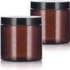 100ml Amber Round Glass Jars with White Inner Liners and black Lids, Refillable Empty Container, Perfect for Kitchen, Cosmetic, Lotion, Personal Care Products and more (2Pcs) view 1