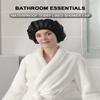 YIZIJIZI Terry Lined Shower Cap,Triple Layer Large Cap for Women,Shower Cap Reusable Waterproof,Long Thick Hair(Black) view 3