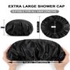 YIZIJIZI Terry Lined Shower Cap,Triple Layer Large Cap for Women,Shower Cap Reusable Waterproof,Long Thick Hair(Black) view 4