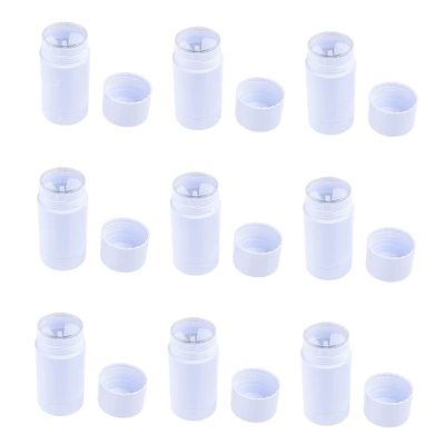 Healthcom 10 Pcs 75ml 2.5 OZ Empty Round Deodorant Containers Twist Up Filling Stick Deodorant Container Plastic Deodorant Bottles Lip Balm Tube Refillable DIY Cosmetic Chapstick Lipstick Tube(White)
