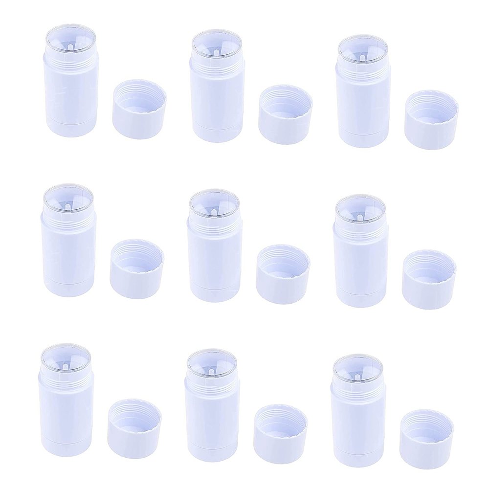 Healthcom 10 Pcs 75ml 2.5 OZ Empty Round Deodorant Containers Twist Up Filling Stick Deodorant Container Plastic Deodorant Bottles Lip Balm Tube Refillable DIY Cosmetic Chapstick Lipstick Tube(White)