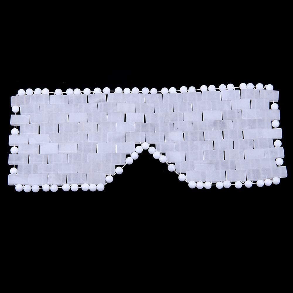 Be Meeting Natural Quartz Rose Crystal Sleep Mask Eye Cover Mask Yoga Meditation Energy Healing Crystal Anti-Aging Hand-Made Therapy Eye Masks Gift (Clear Quartz) Small