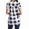 Andongnywell Womens Short Sleeve Shirt Plaid V Neck Loose Tunic Casual Tee Plaid Printed Blouses Tops (White,Large,) view 2