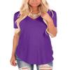 Andongnywell Women's Casual Solid color T-Shirts Short Sleeve V Neck Loose Summer Casual Tunic Tops Blouse (Purple,5X-Large,) view 1