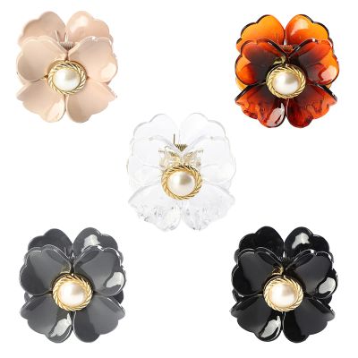 5 Pieces Flower Pearl Hair Claws for Women Hair Clips Hairpins Girls Ponytail Holder Barrettes Hair Accessories