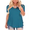 Andongnywell Women's Casual Solid color T-Shirts Short Sleeve V Neck Loose Summer Casual Tunic Tops Blouse (Light Blue,XX-Large,) view 1