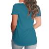 Andongnywell Women's Casual Solid color T-Shirts Short Sleeve V Neck Loose Summer Casual Tunic Tops Blouse (Light Blue,XX-Large,) view 2