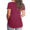Andongnywell Women's Casual Solid color T-Shirts Short Sleeve V Neck Loose Summer Casual Tunic Tops Blouse (Wine Red,Large,) view 3