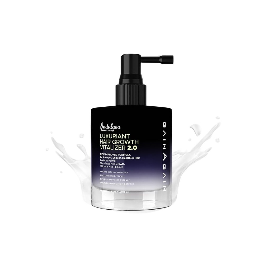 Indulgeo Essentials Gain Again Luxuriant Hair Vitalizer, 120 ml For Men & Women Hair Serum - Prevents Dandruff & Hair Fall | No Parabens or Sulfates | 100% Organic