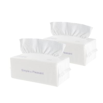 Disposable Thick 100% Cotton Face Towel Make up Soft Removing Wipes Dry Cleanser Towelettes for Skin Care 100 Counts (2 Packs)