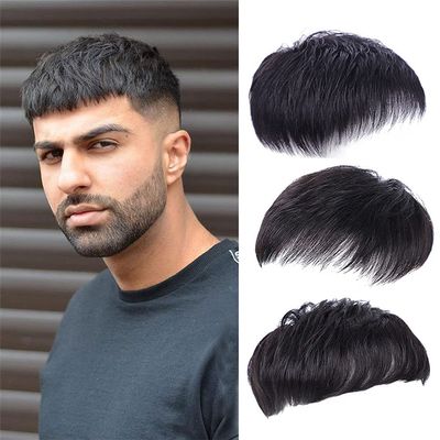 Drasawee Men Short Toppers Hairpiece Real Human Hair Clip in Hair Pieces for Covering White Loss Hair Toupee 16x18cm Hand Made Natural Style