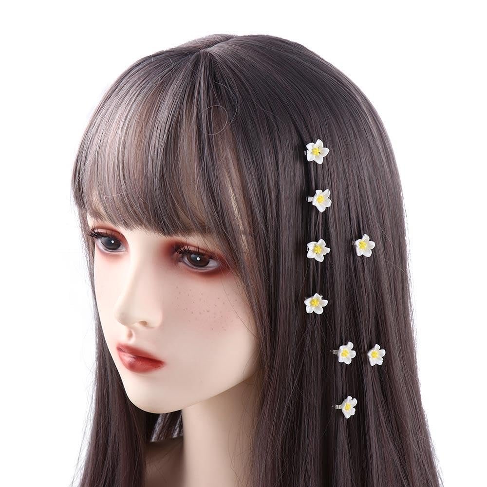 10pcs Small Flower Buckle Hair Clips Cute Hairpins DIY Hair Styles Holder Sweet Hair Claws Hair Accessories Girl Flower Hair Clips(White&Yellow)