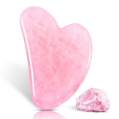JOCHYA Gua Sha Facial Tool  Nature Rose Jade Gua sha Massage Tool for Face, Eyes, Neck, Body, SPA Muscle Relaxing and Relieve Fine Lines and Wrinkles for Face, Eyes, Neck (Pink)