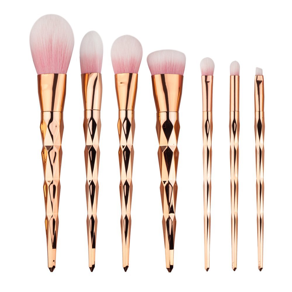 Topotter Makeup Brush Set, 7PCS Diamond Handle Makeup Brush Sets for Foundation Powder Blush Eyeshadow Beautiful Makeup Brush Kit (Gold)