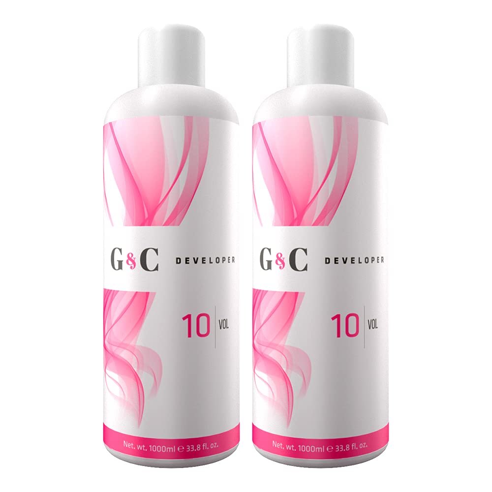 Gel and Cream 10 Volume Professional Lightening System Peroxide Developer infused with Collagen - Great for Sensitive Scalps - Made in Italy 33.8oz / 1lt (Pack of 2)