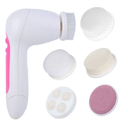 5 in 1 Face Wash Brush, Electric Face Exfoliator Brush Massager (Pink)