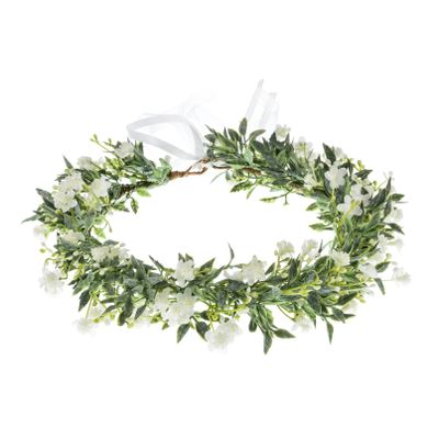 DreamLily White Babys Breath Flower Crown Eucalyptus Crown Bride Bridesmaid Headpiece Boho Hair Wreath DFS18 (Small Ivory)