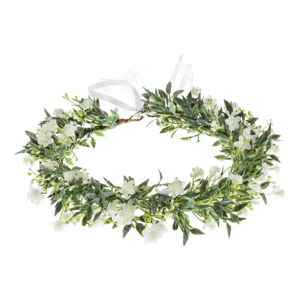DreamLily White Babys Breath Flower Crown Eucalyptus Crown Bride Bridesmaid Headpiece Boho Hair Wreath DFS18 (Small Ivory)