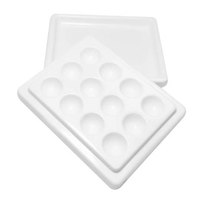 1PC Ceramic Nail Art Palette 12-Grid Manicure Watercolor Palette with Lid(White)