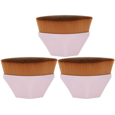 3pcs Petal Shaped Foundation Brushes, 3D Six Sided Flat Top High Density Foundation Brush, Facial Foundation or Blush Makeup Brush, for Blending Liquid, Cream or Flawless Powder Cosmetics, Pink